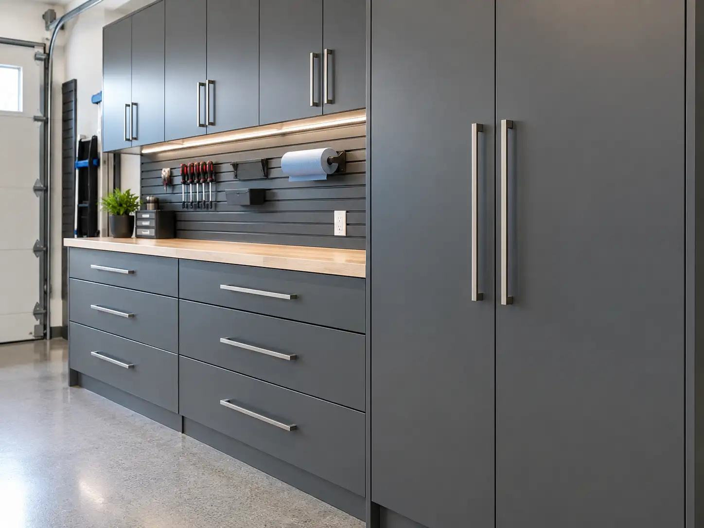 Modern Graphite Garage Workshop